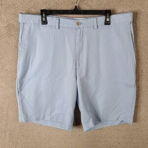 Haggar Cool 18 Pro Shorts Mens 38 Blue Golf Chino Flat Front Polyester